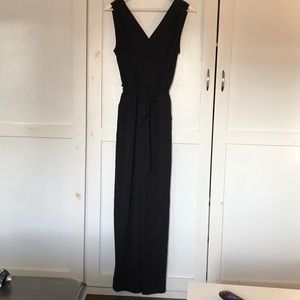 Black Crepe Jumpsuit Pockets Flowy